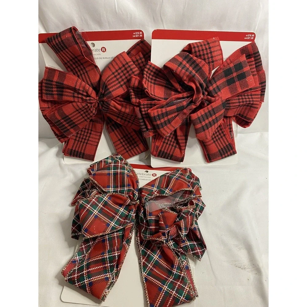 Christmas Plaid Wired Ribbon Bows 11